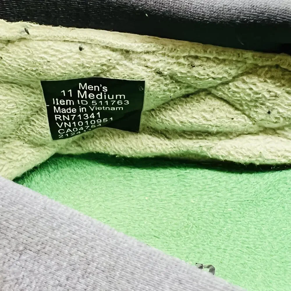 LL Bean Shoes Mens 11 Gray Green Quilted Nylon Slip On House Slippers Comfort